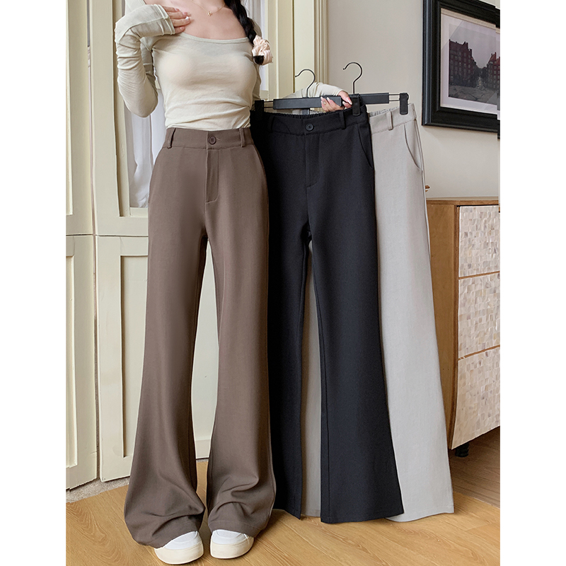 Real shot! 2024 new elastic waist design micro-flare drape casual pants slim suit pants for women