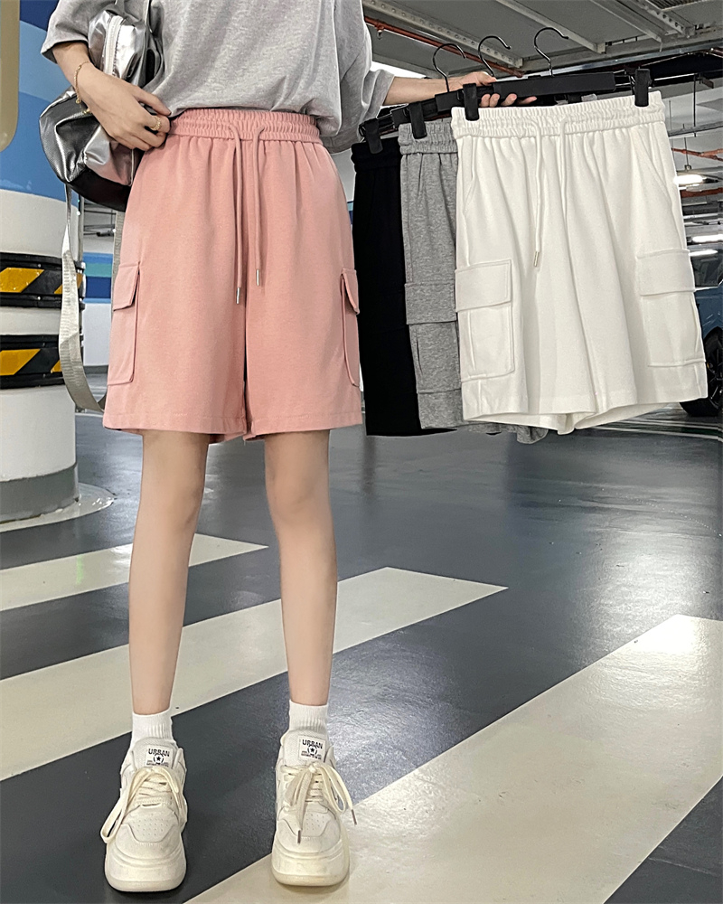 首發實拍夏季新款寬鬆休閒顯瘦闊腿百搭五分工裝短褲女