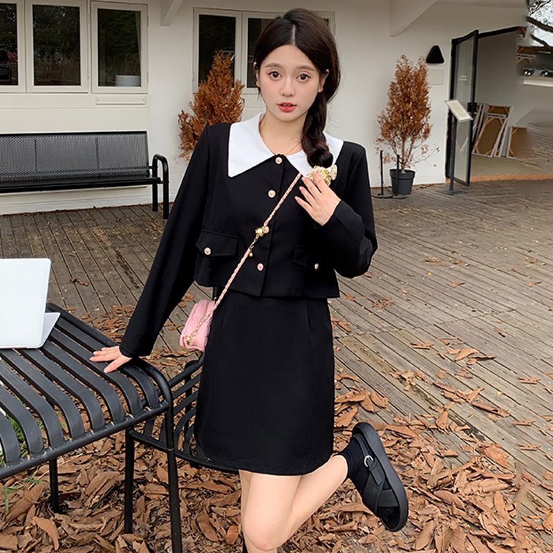 春季兩件套法式赫本風女裝春秋新款小香風上衣外套配半身裙套裝