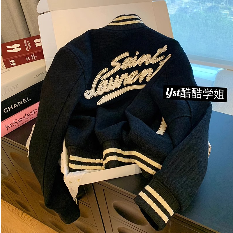 美式復古撞色刺繡棒球服女秋季新款寬鬆休閒百搭顯瘦夾克外套