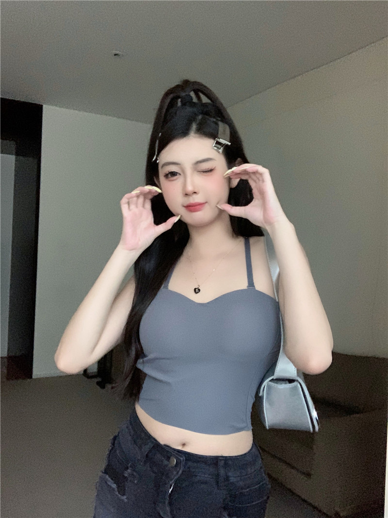 實拍~冰絲吊帶背心露背外穿純欲辣妹裹胸抹胸打底內衣
