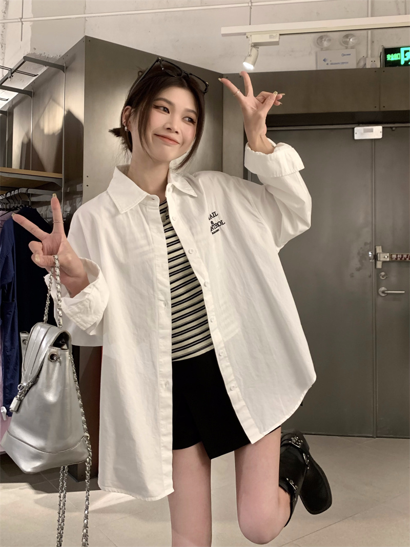 實拍 復古學院風吊帶背心純色長袖襯衫百搭套裝女兩件套
