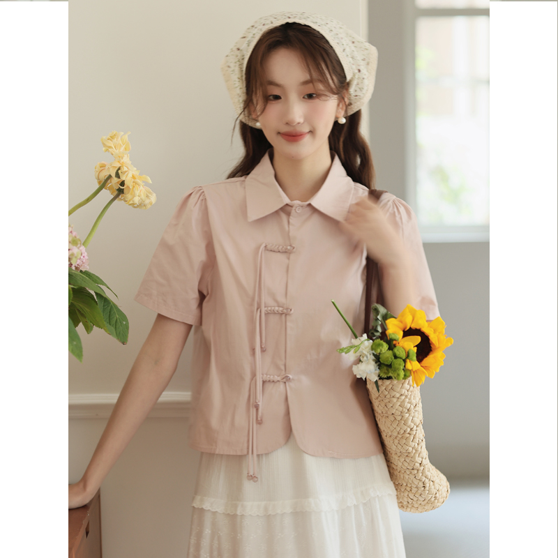 No less than 79 real-shot Korean new niche sweet little shirt