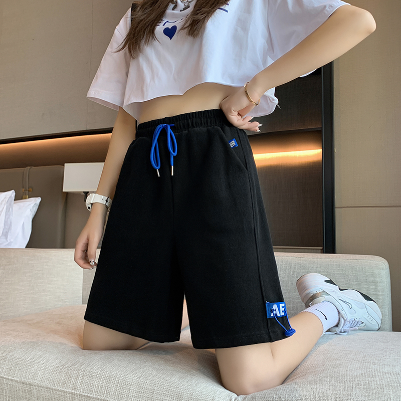 Actual shot of 2024 summer new style five-point shorts women's casual sports thin straight versatile sweatpants ins trend