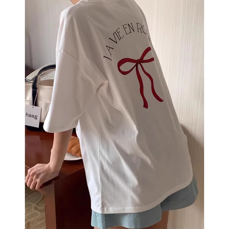 220克/精梳純棉後包領有縫邊S-XXXL夏裝短袖T恤女