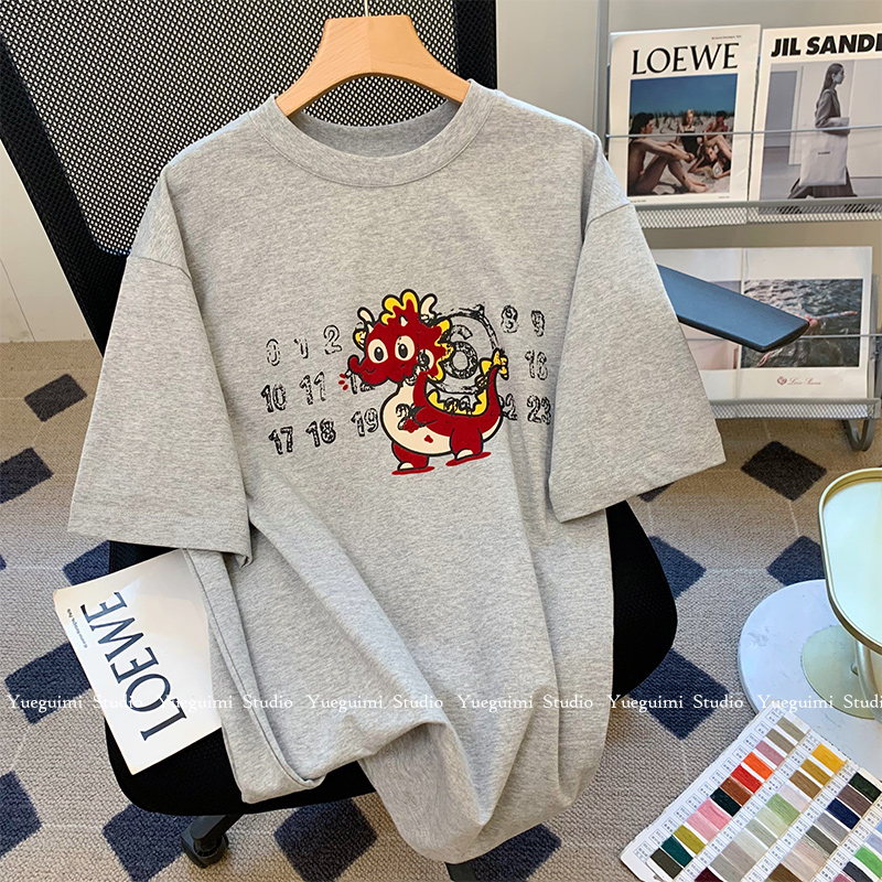 官圖220克/精梳純棉後包領有縫邊S-XXXL夏裝短袖T恤女