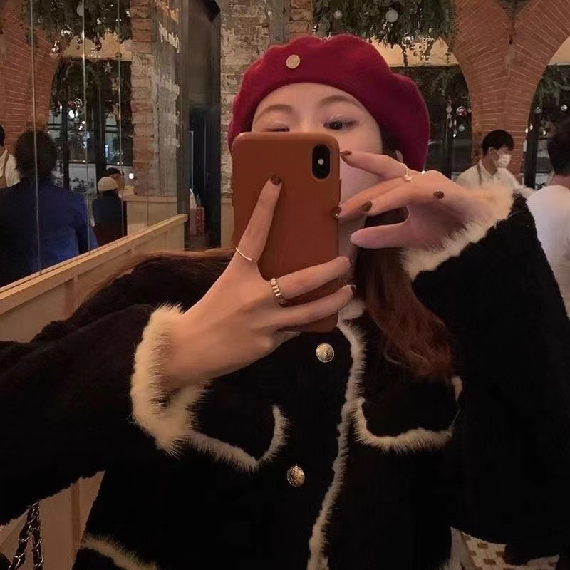 高品質羊羔絨氣質穿搭上衣女小香風皮毛一體設計感加厚保暖短外套