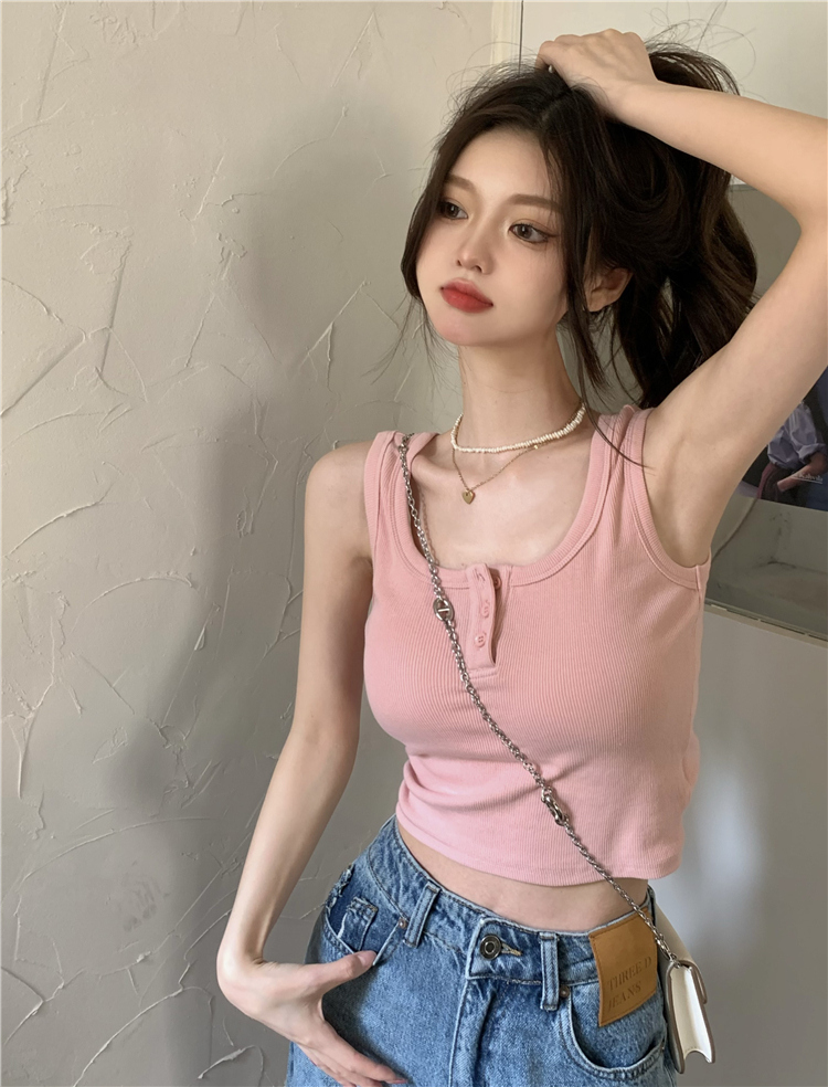 設計感小眾夏季新款粉色吊帶背心女內搭外穿美背夏季甜辣風短款潮