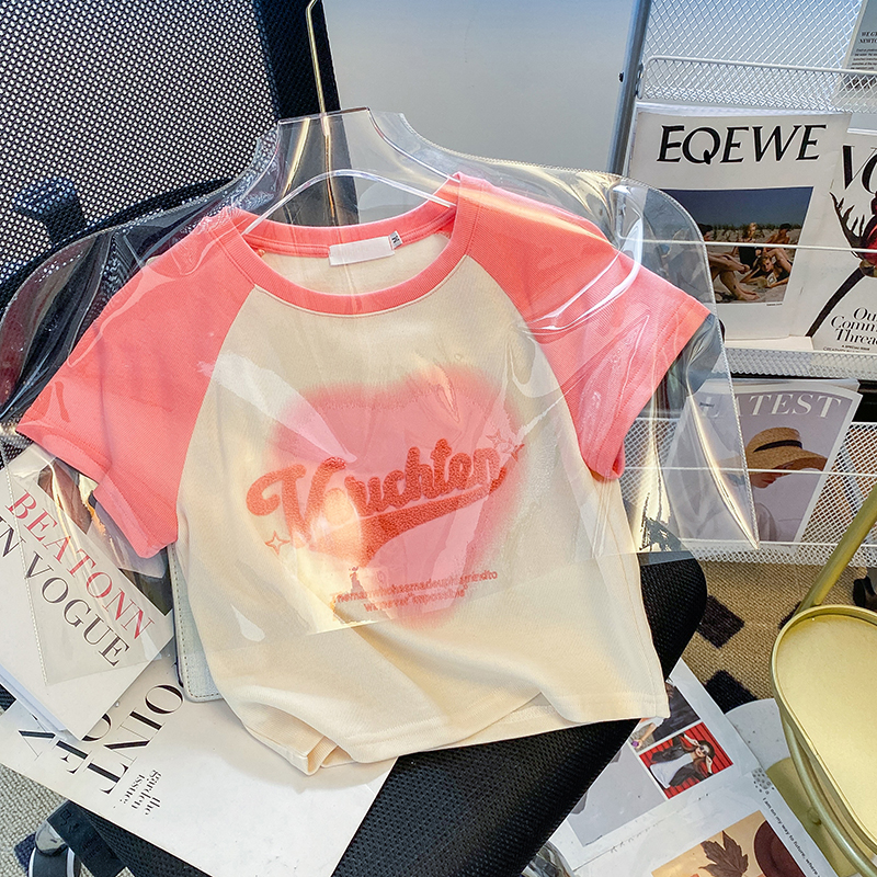 實拍 短袖t恤女夏短款刺繡圓領新款上衣大碼女裝