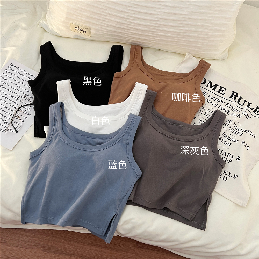 實拍 帶胸墊 夏季新款簡約修身內搭背心吊帶女