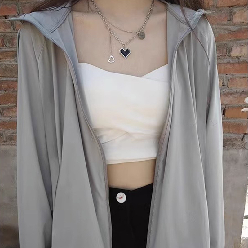 連帽防曬衣女夏季薄款防紫外線透氣防曬服修身開衫外套