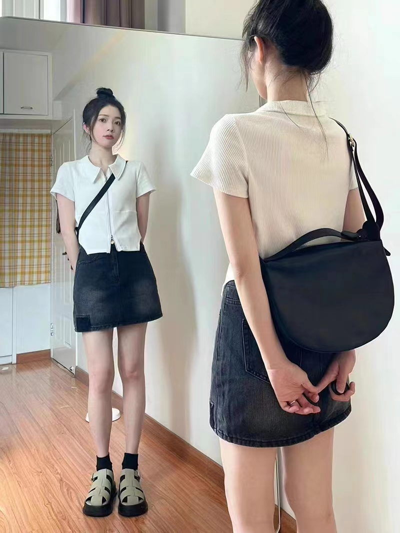 華夫格POLO領正肩短袖t恤女夏季設計感小眾高腰修身顯瘦短款上衣