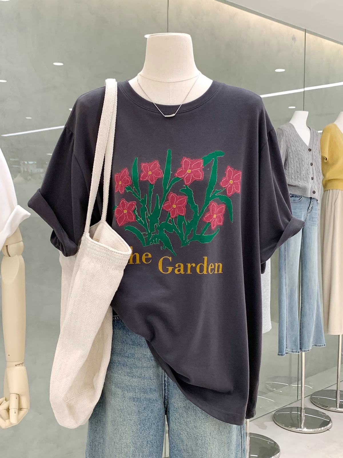 官圖220克/精梳純棉後包領有縫邊S-XXXL夏裝短袖T恤女