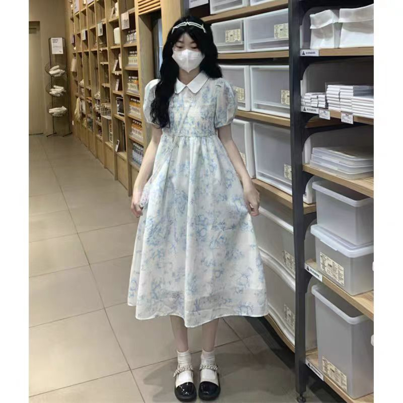 024年新款長裙收腰顯瘦氣質甜美法式初戀裙子