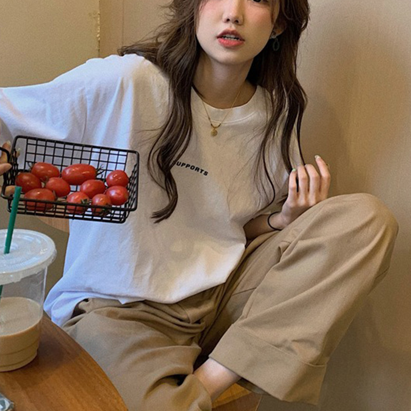 春季新款簡約t恤女短袖百搭韓版ins打底衫