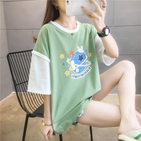 實拍6535棉 短袖T恤女學生班服閨蜜裝夏季新款潮打底衫