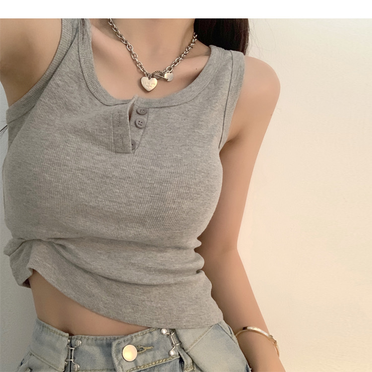 羅紋  粉色吊帶背心女內搭外穿美背夏季甜辣風短款