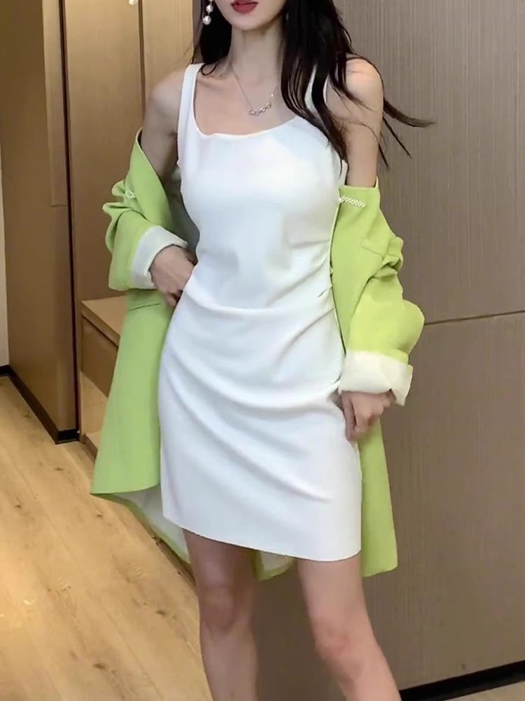 高級感法式性感甜辣背心吊帶短裙子女2024夏季新款修身包臀連衣裙