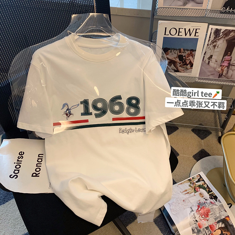 韓國東大門新款220克/精梳純棉後包領有縫邊S-XXXL夏裝短袖T恤女
