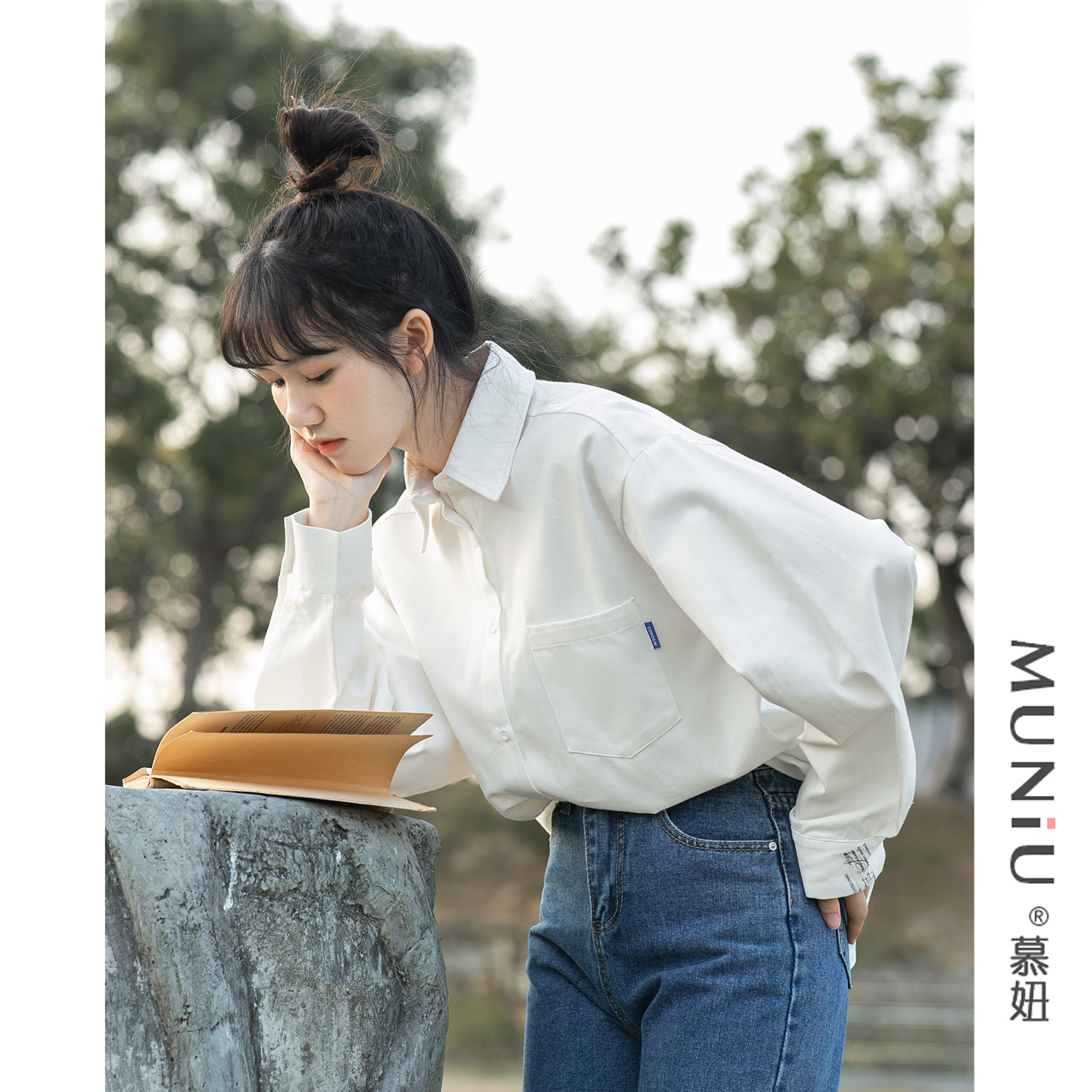 白色襯衫女設計感小眾新款內搭打底加絨襯衣學生純棉長袖上衣外套