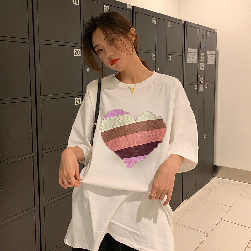 實拍  新款夏季小眾oversize短袖t恤女韓版寬鬆休閒慵懶風