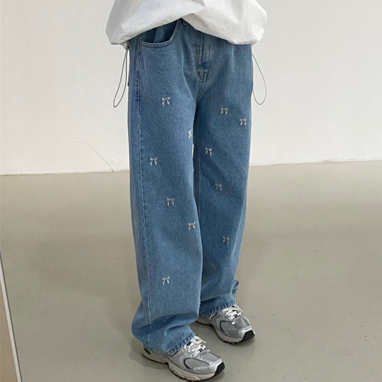 絲帶刺繡百搭牛仔褲