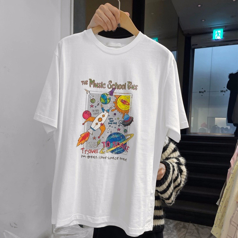 韓國東大門新款220克/精梳純棉後包領有縫邊S-XXXL夏裝短袖T恤女