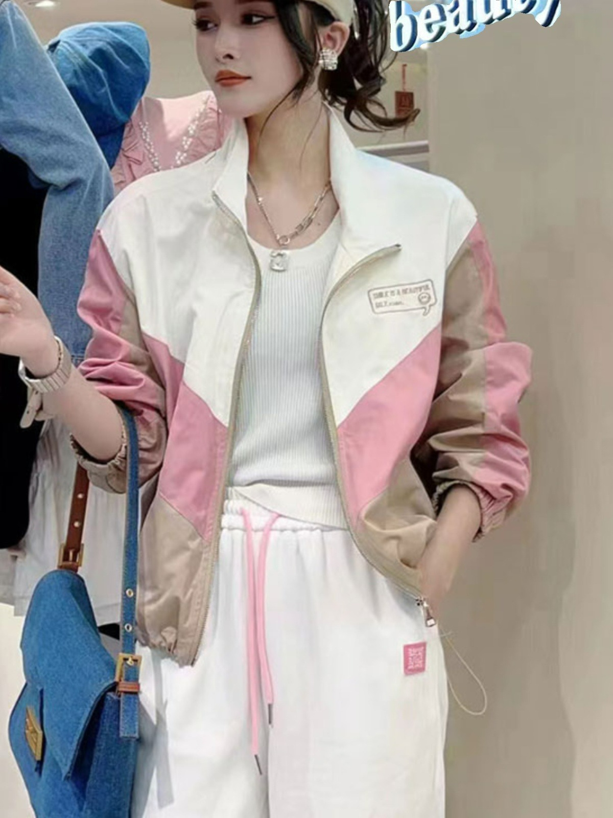 大碼300斤防曬衣女夏季新款拼接撞色休閒開衫衝鋒衣薄款外套