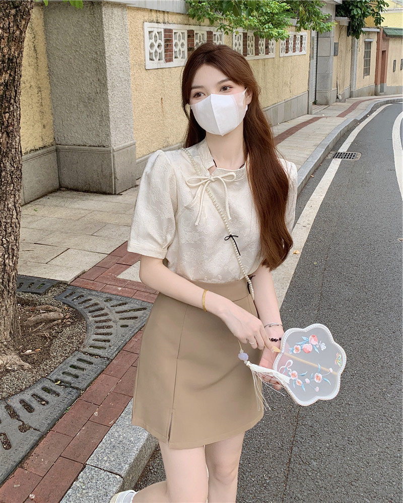官圖 輕熟風女裝女春夏國潮民族新中式改良旗袍上衣高腰襯衫