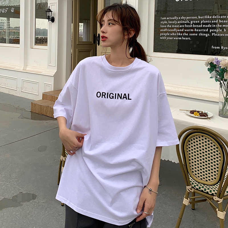 實拍  新款夏季小眾oversize短袖t恤女韓版寬鬆休閒慵懶風