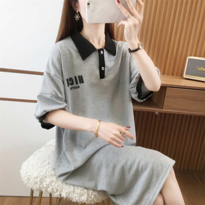 2024實拍夏季新款學院風短袖T恤女大碼女裝上衣連衣裙