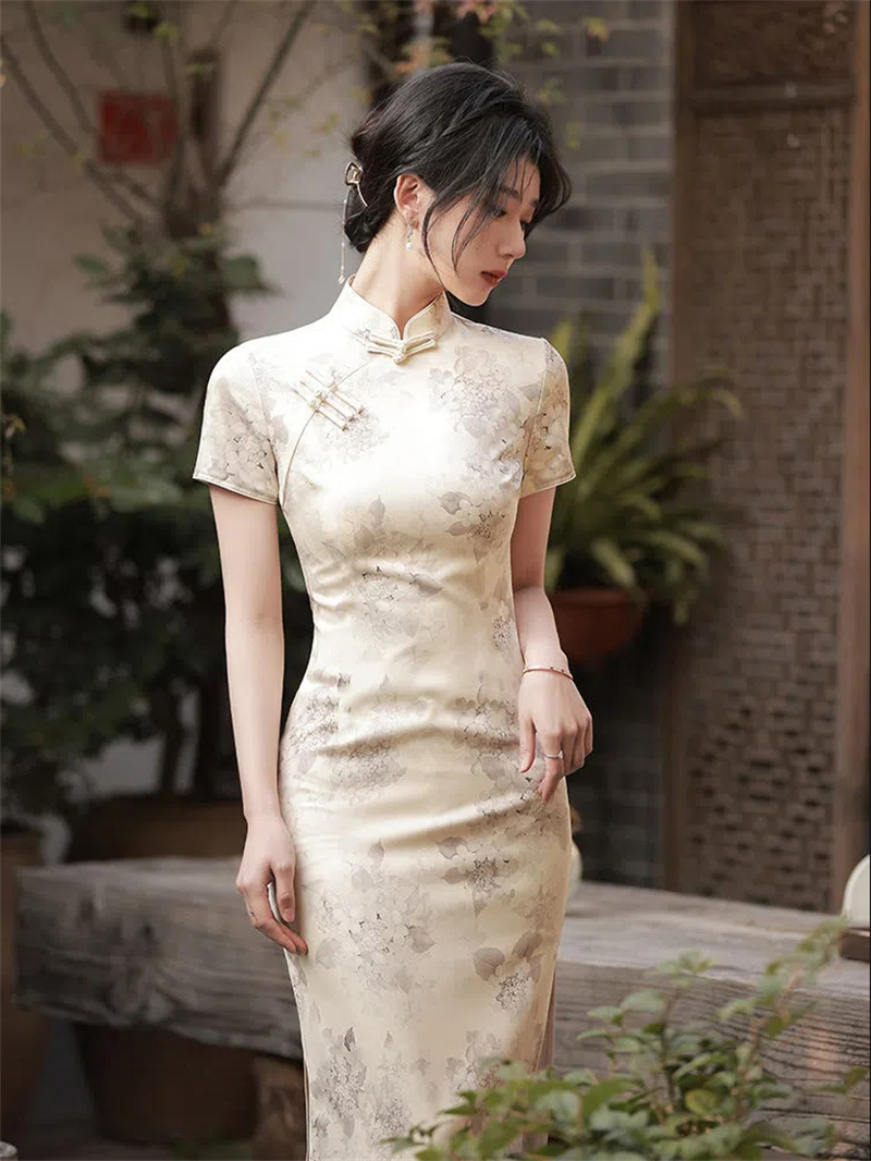 時尚新中式復古風旗袍連衣裙女夏季新款設計感改良版長中裙子潮