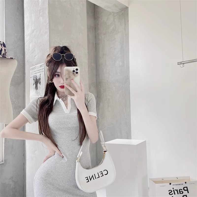 高級感polo法式初戀甜美連衣裙百搭減齡休閒裙子女氣質顯瘦收腰