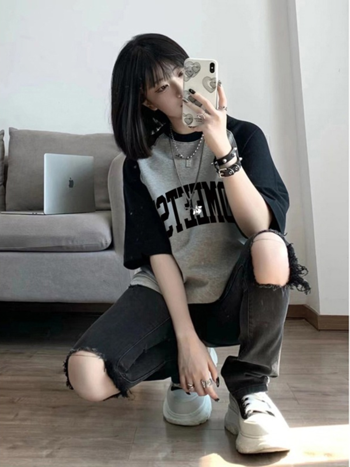 220g插肩袖100%棉 撞色拼色空白版短袖T恤女純棉M-3XL