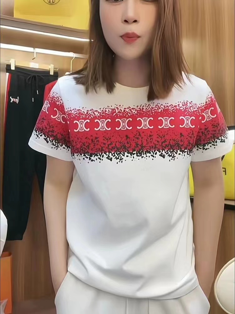 潮牌印花短袖T恤女2024夏裝新款時尚潮流寬鬆設計感內搭正肩上衣
