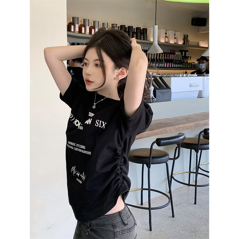 官圖 6535拉架 韓版短袖t恤女年新款修身顯瘦時尚百搭