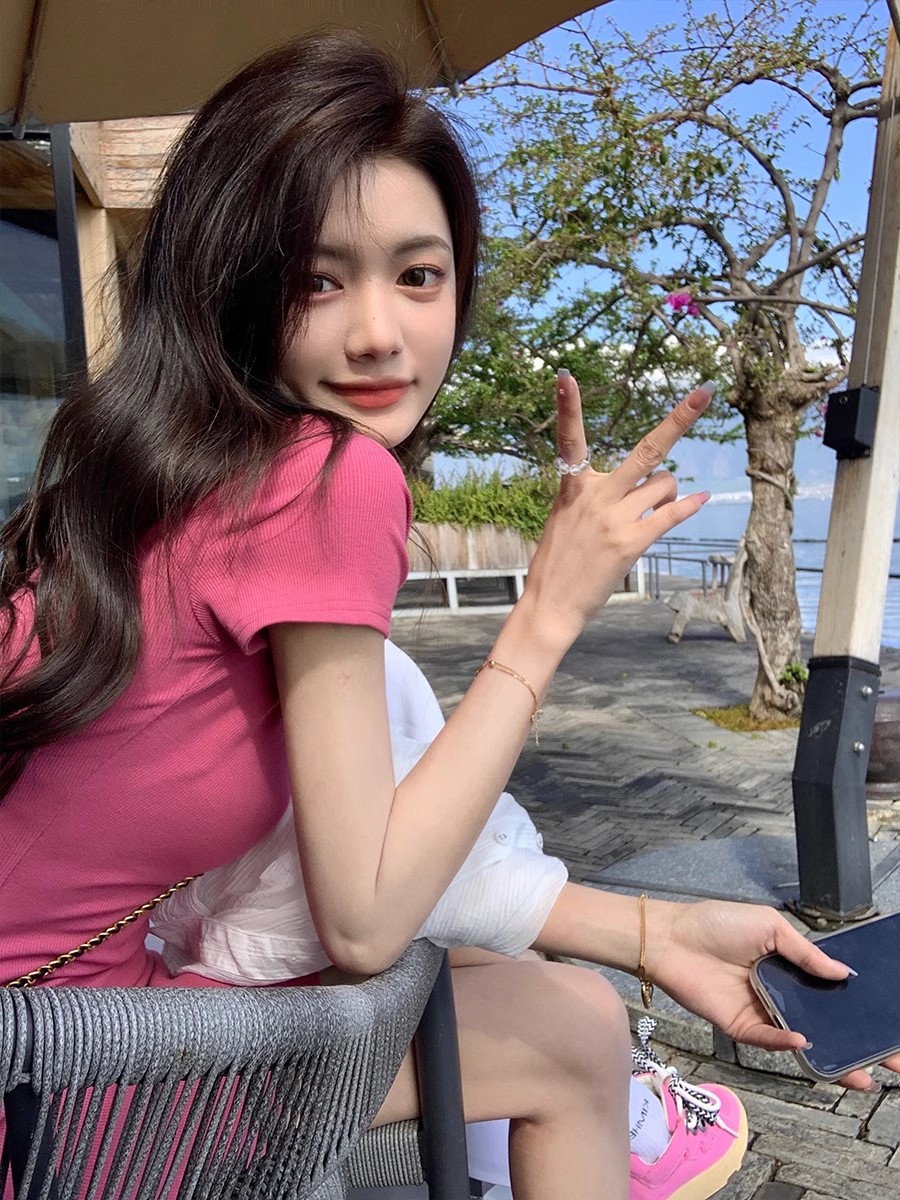 ins超火辣妹純欲風粉色連衣裙女修身顯瘦夏季高腰包臀裙多巴胺