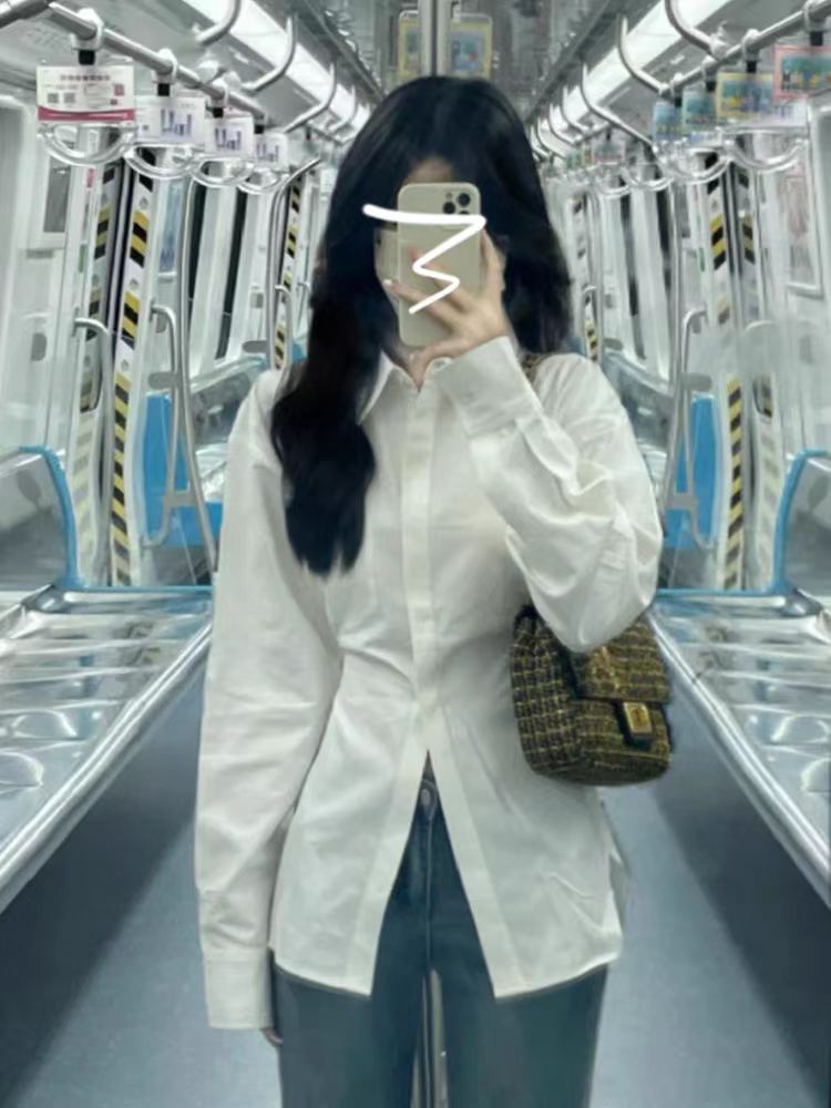 超好看白色襯衫女上衣2024年早春新款設計感小眾韓系法式長袖襯衣