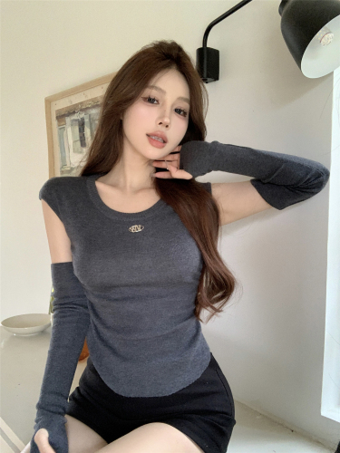 Actual shot ~ Cautious design, sleeves and bow knitted sweater, fashionable, slim, sweet and cool V-neck sweater