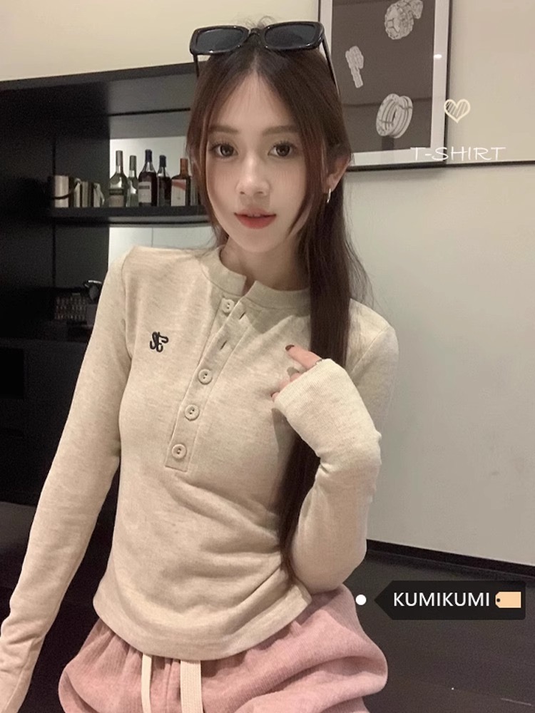 天貓質量半開領長袖女秋冬季新款修身顯瘦打底衫上衣女