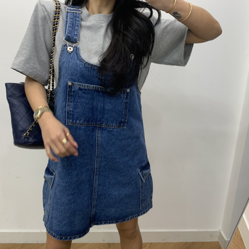 春夏新款女裝酷炫減齡牛仔背帶裙