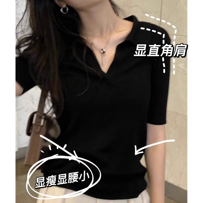 官圖 92棉/8氨綸40支210g純棉olo領短袖T恤女
