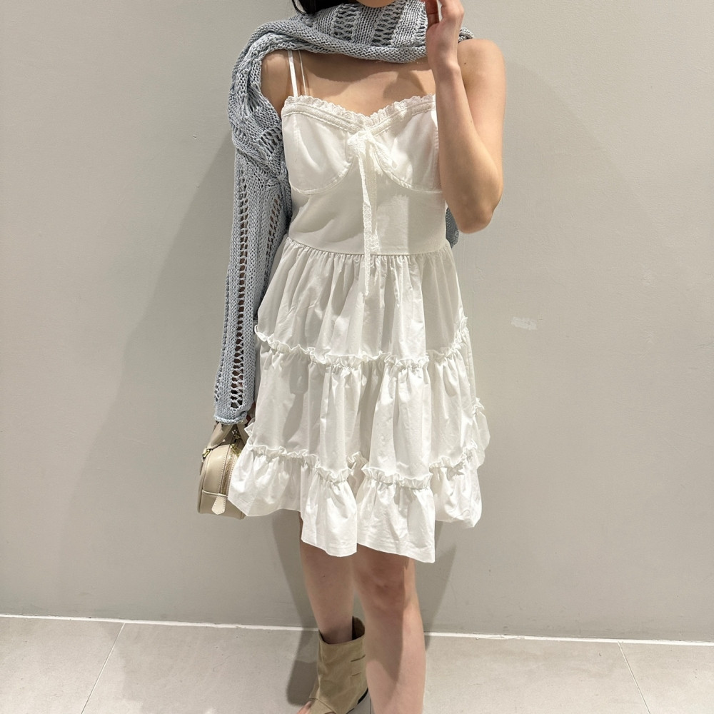 Korean chic spring pure desire lace tube top suspender dress