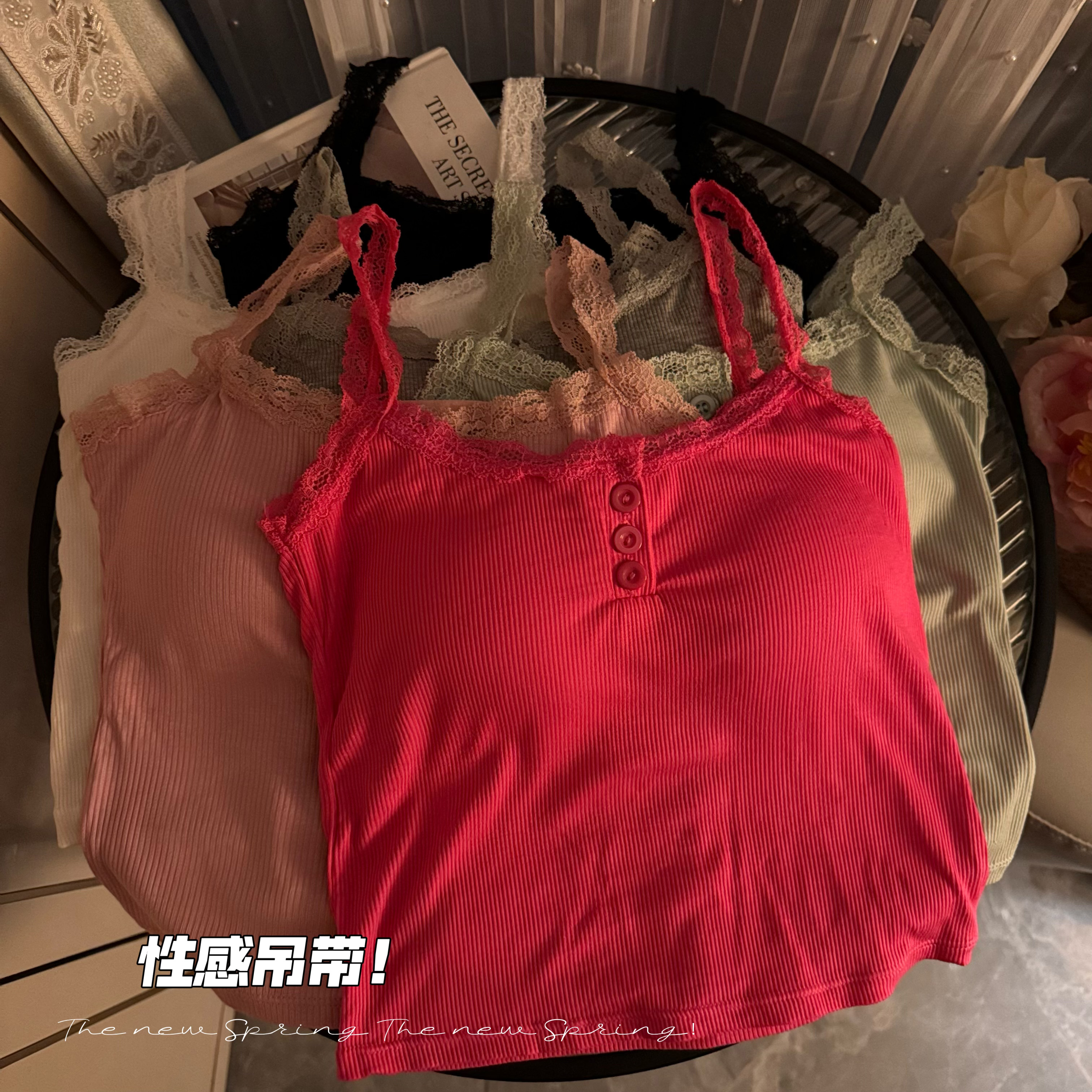 實拍 純欲內搭白色蕾絲小吊帶夏季打底白色背心設計感bm上衣