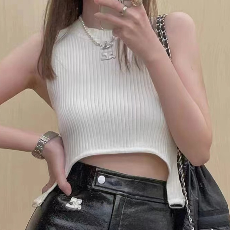 針織吊帶背心女夏季內搭修身不規則小眾性感辣妹打底衫無袖上衣
