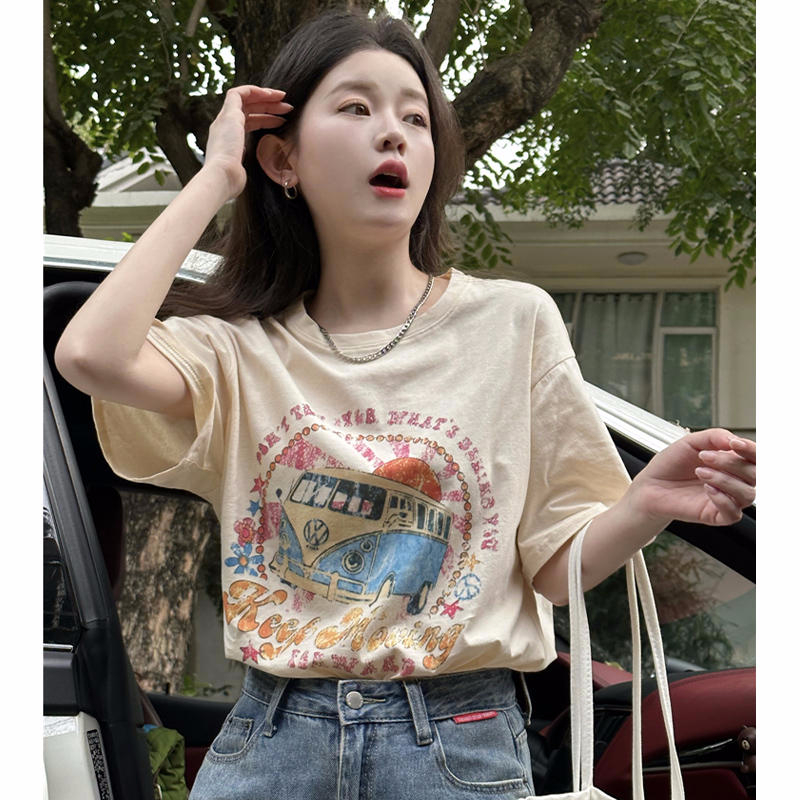 官圖220克/精梳純棉後包領有縫邊S-XXXL夏裝短袖T恤女