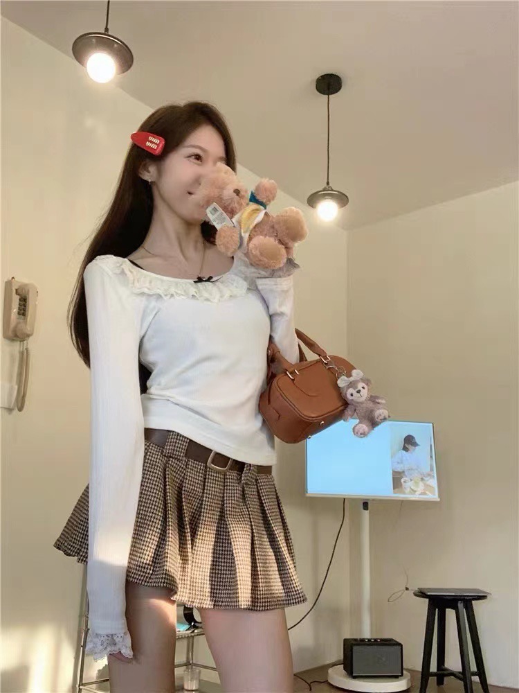 人棉坑條 天貓質量 蝴蝶結打底衫短款別致絕美上衣