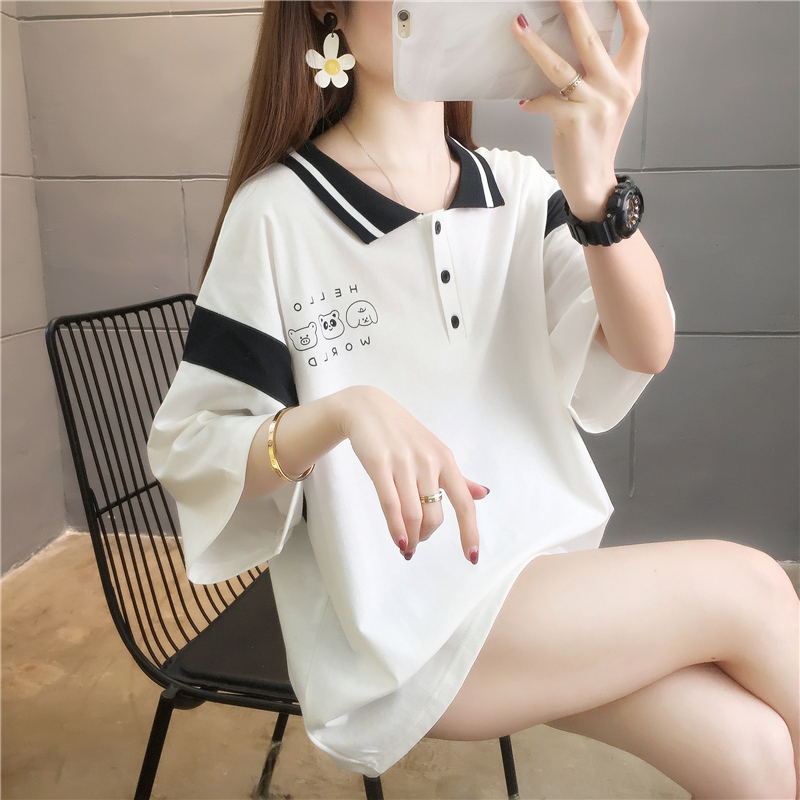 首發實拍6535棉包領好質量閨蜜裝排球服polo領短袖T恤女