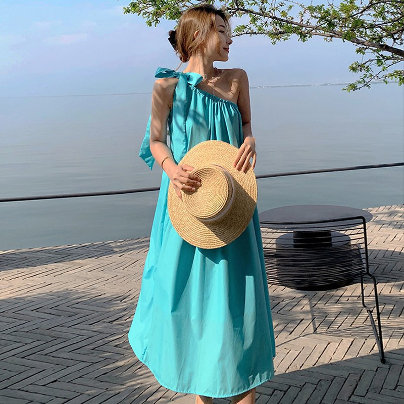 海邊度假沙灘裙女連衣裙穿搭女裝旅行草原去雲南旅遊穿的裙子拍照