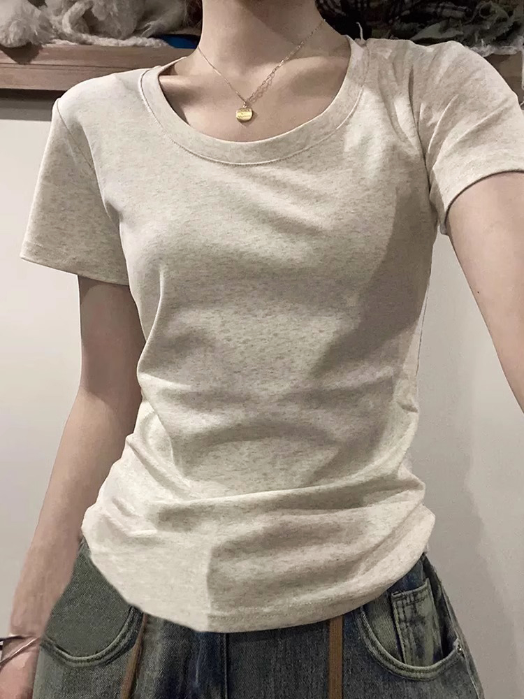92棉/8氨綸40支210g純棉 美式短袖白色內搭t恤